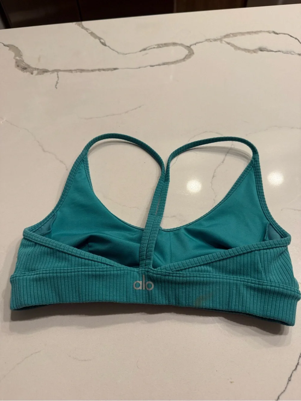 Alo Women’s Teal Ribbed Sport Bra Size XS